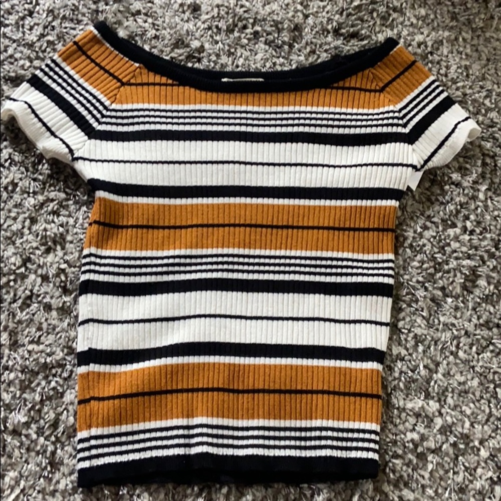 stripped tight short sleeve